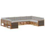 vidaXL Set de canapele de exterior 9 pcs Natural și gri deschis 3383829