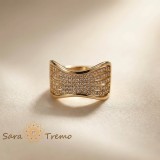 Cumpara ieftin Inel Regina Absoluta , Inel lat placat cu aur 14K cu zirconia albe pavate