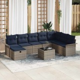 vidaXL Set de canapele pentru grădină cu pernă 9 pcs Rattan poli 3360276