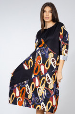 Rochie din poplin satinat cu imprimeu african abstract foto