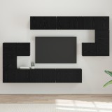 VidaXL Set comodă TV cu raft Pe perete Altele 10 pcs Stejar negru 180 x 30 x 90.5 cm
