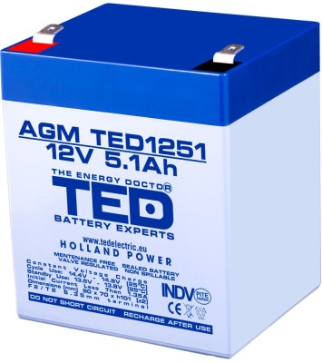 Accu.Pb.12V 5.1Ah TED borne late foto