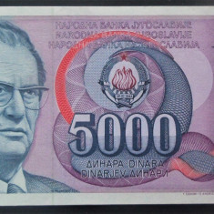 Bancnota 5000 DINARI / DINARA - RSF YUGOSLAVIA, anul 1985 *cod 907 = BROZ TITO!