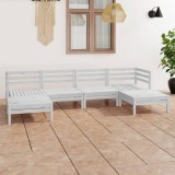 Cumpara ieftin Gossi set mobilier de gradina, 6 piese, alb, lemn masiv de pin