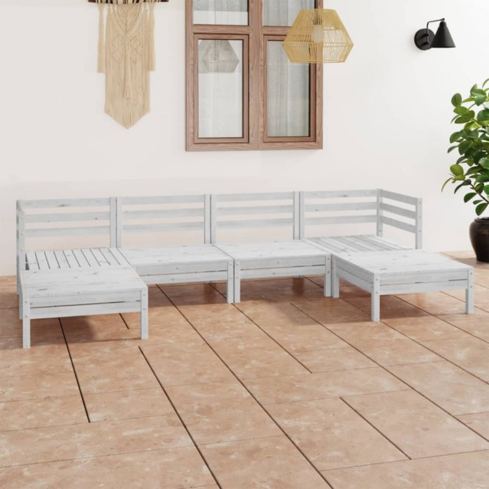 Gossi set mobilier de gradina, 6 piese, alb, lemn masiv de pin
