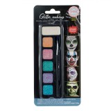 Set machiaj Halloween, 6 culori glitter, pensula, Multicolor