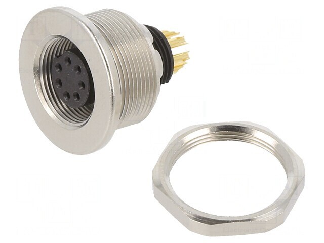 Conector M9 Mamă Aurit IP67 125V 7 Pin Drept