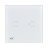 Intrerupator touch dublu cap scara si cap cruce PNI CS202W, alb