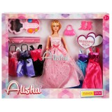 Papusa Alisha cu 6 rochii de printesa, 29 cm