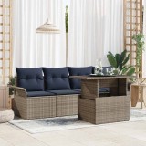 vidaXL Set de canapele pentru grădină cu pernă 5 pcs Gri Rattan poli 3356928