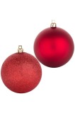 Set de 6 ornamente mari de Crăciun roșii, 10 cm