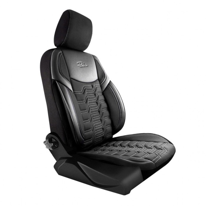 Set Huse Scaune Auto pentru Volvo C30 - Panda Berlin, negru cu cusatura gri, 11 piese