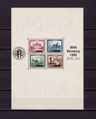 ✅(V9) Germania &amp;#039;99,bloc/viniete oficiale Expo.IBRA Nurnberg/IPOSTA Reich1930,MNH foto