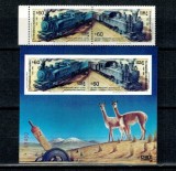Chile 1988 - Trenuri, locomotive, cai ferate, transport, serie si colita neuzata
