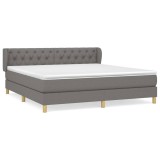 Cumpara ieftin Pat continental cu saltea, gri inchis, 160x200 cm, tesatura
