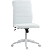 HOMCOM Scaun de Birou Ergonomic și Reglabil cu Spătar Curbat, din Piele PU și Oțel, 58x53x97-107 cm, Alb | Aosom Romania