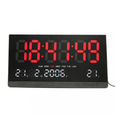 Ceas calendaristic digital de perete cu LED Rosu si Alb foto
