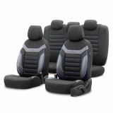 Set huse scaune auto Otom Individual 203 Black/Blue 3-ZIP, cusatura Airbag certificata, fermoare bancheta spate, universale pentru multe modele