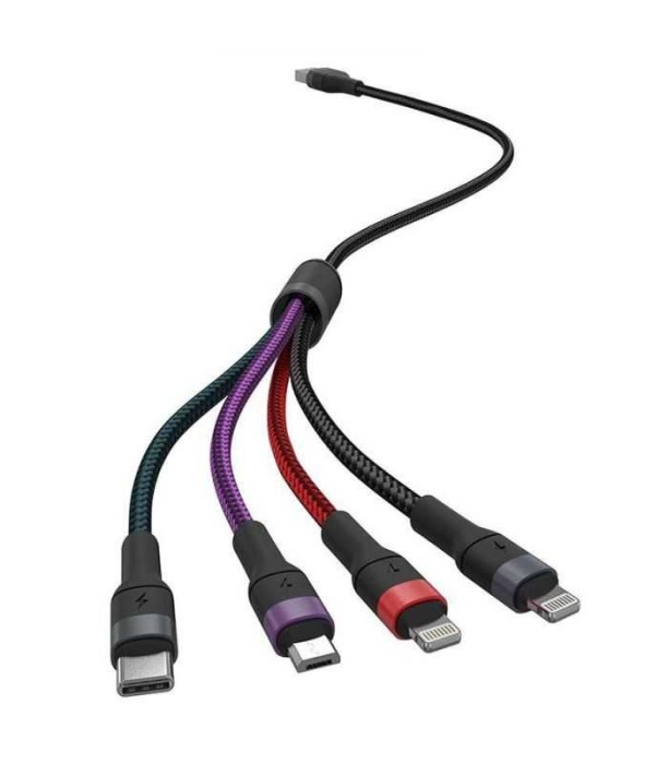 Cablu 4in1 USB TYPE C MICRO USB LIGHTNING - USB 2.4A 1.2m V-TAC