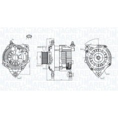 Alternator Nissan Np300 Navara (D40), Pathfinder 3 (R51), 2.5 DCi, 2.5 dCi 4WD, fulie 65mm, MAGNETI MARELLI