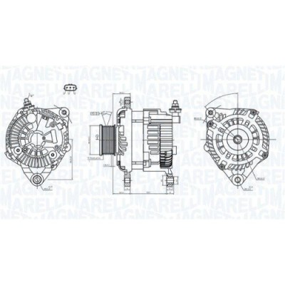 Alternator Nissan Np300 Navara (D40), Pathfinder 3 (R51), 2.5 DCi, 2.5 dCi 4WD, fulie 65mm, MAGNETI MARELLI foto