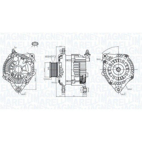 Alternator Nissan Np300 Navara (D40), Pathfinder 3 (R51), 2.5 DCi, 2.5 dCi 4WD, fulie 65mm, MAGNETI MARELLI