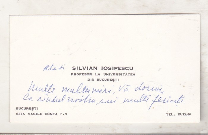 bnk div Carte de vizita cu felicitare olografa - Silvian Iosifescu