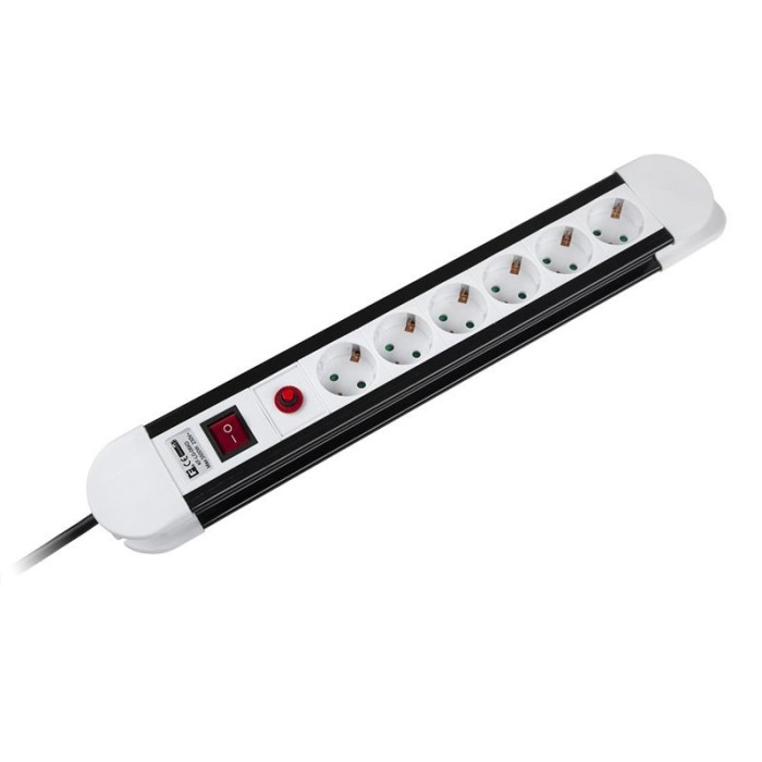 Prelungitor 6 prize, protectie supracurent, 1.5 m, 16 A, 3500 W