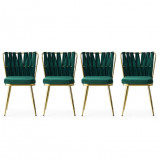 Cumpara ieftin Set de 4 scaune Kuşaklı, Auriu- Verde