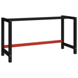 Cadru metalic banc de lucru, 150x57x79 cm, negru si rosu GartenMobel Dekor