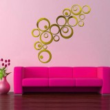 Set 24 Oglinzi Acrilice Decorative Design Modern Gold. Stickere de perete, Infrumusetare casa. Montaj simplu
