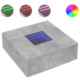 Cumpara ieftin Masuta de cafea cu LED infinity, gri beton, 100x100x40 cm