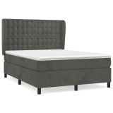 Cumpara ieftin Pat box spring cu saltea, gri inchis, 140x200 cm, catifea