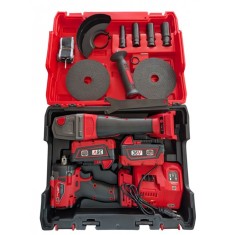 Trusă 2 scule GERMAN MEISTER cu flex și pistol impact, afișaj baterie cu 2 acumulatori 36V 8AH