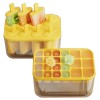 Set 2 forme pentru inghetata si cuburi de gheata, 17.5 x 12.3 x 9.5 cm, plastic, galben, transparent