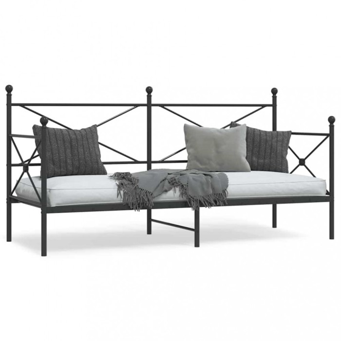 Gossi pat de zi fara saltea negru 80x200 cm otel