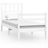 Cadru de pat mic single, alb, 75x190 cm, lemn masiv