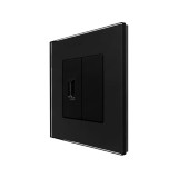 Cumpara ieftin Priza HDMI Luxion neagra cu rama din sticla, design modern