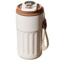 Cana termos Pufo Luxury cu indicator LED de temperatura, 400 ml, maro foto