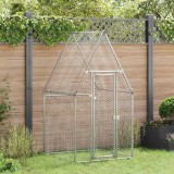 Coteț Păsări vidaXL, Gri, 100x100x190cm, Oțel Galvanizat, Cușcă Găini, Rațe, Animale Mici