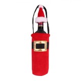 Husă Sticlă Vin, Model Crăciun, Culoare Roșie, Mărime 12x20cm, Cu Căciulă, Poliester, Oem
