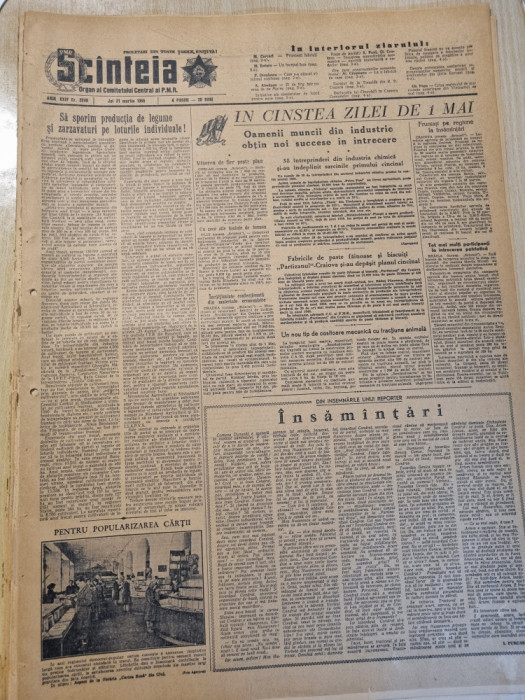 scanteia 31 martie 1955-art. comuna dunavat,cluj,oradea,braila,vinilul romanesc