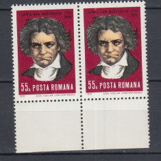 ROMANIA 1970 LP 748 - 200 DE ANI DE LA NASTEREA LUI BEETHOVEN PERECHE MNH