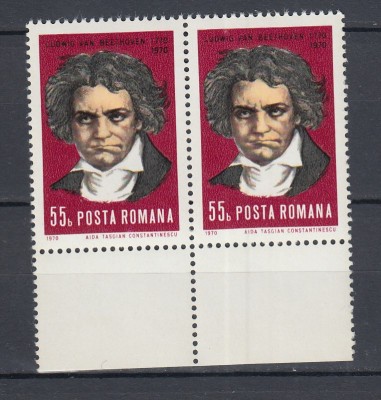 ROMANIA 1970 LP 748 - 200 DE ANI DE LA NASTEREA LUI BEETHOVEN PERECHE MNH foto