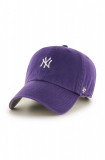 47brand șapcă de baseball din bumbac MLB New York Yankees culoarea violet, cu imprimeu B-BSRNR17GWS-PP, 47 Brand