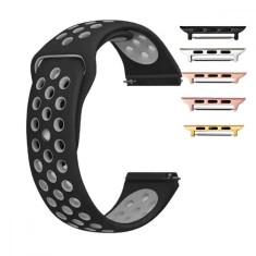 Curea silicon, compatibila Apple Watch 9|8|7|6|5|4|3|2|1 Series, 41mm|40mm|38mm, Negru/Gri