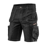 Pantaloni scurti de lucru din denim negru, 7 buzunare, marimea L