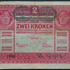 Bancnota istorica 2 COROANE - AUSTRO-UNGARIA, anul 1917 *cod 559 B= 1495- 561013