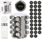 Set 16 recipiente pentru condimente, cu suport, inox/sticla, JollyMag, NIW9141