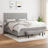 Cumpara ieftin Pat continental, gri deschis, 180x200 cm, material textil
